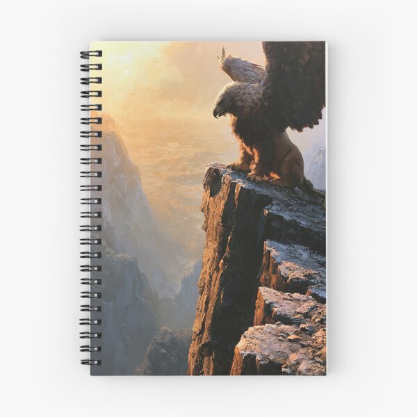 Item preview, A fierce Griffin perched atop towering cliffs overlooking a vast kingdom, Fantasy & Mythological Creatures designed and sold by CDC40.