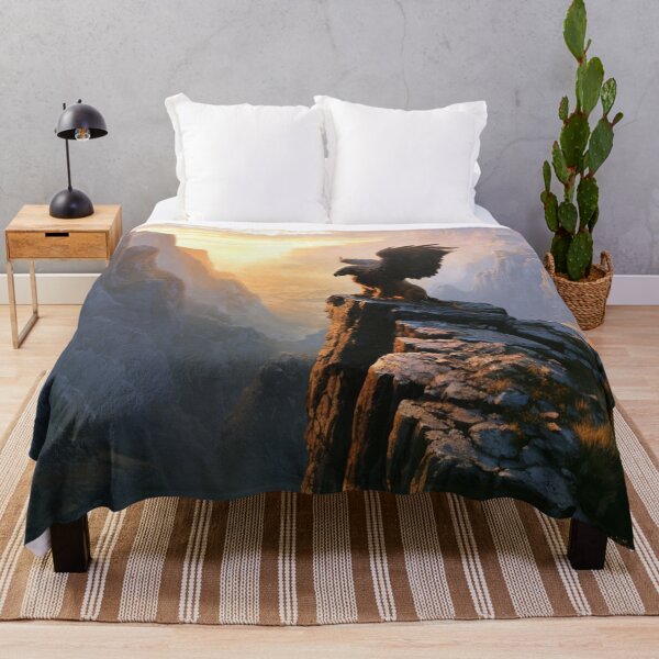 Item preview, A fierce Griffin perched atop towering cliffs overlooking a vast kingdom, Fantasy & Mythological Creatures designed and sold by CDC40.