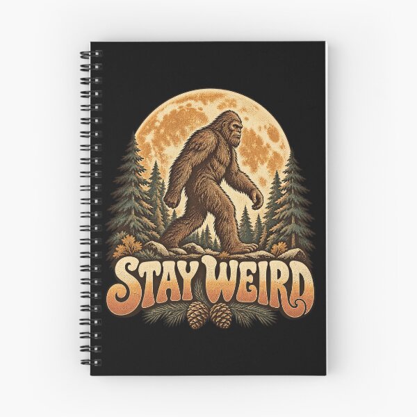 Item preview, Stay Weird Bigfoot Sasquatch 70s Retro Forest Badge Artwork designed and sold by adiencarteras.