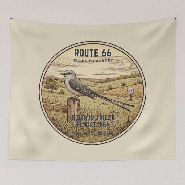 Item preview, Scissor-tailed Flycatcher Route 66 Wildlife Badge designed and sold by CalmCapy Co.