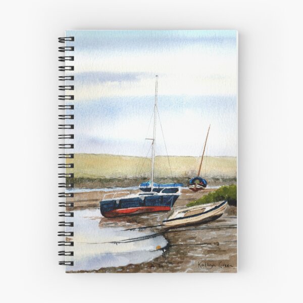 Item preview, Boats at Blakeney, coastal scene in watercolor designed and sold by Kathryn Green.