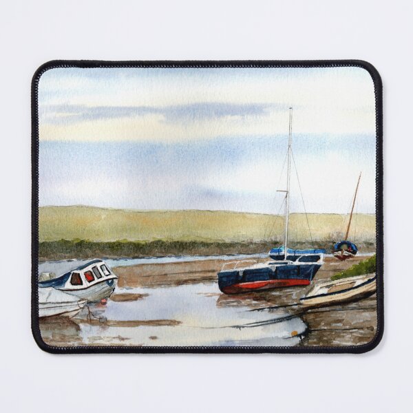 Item preview, Boats at Blakeney, coastal scene in watercolor designed and sold by Kathryn Green.