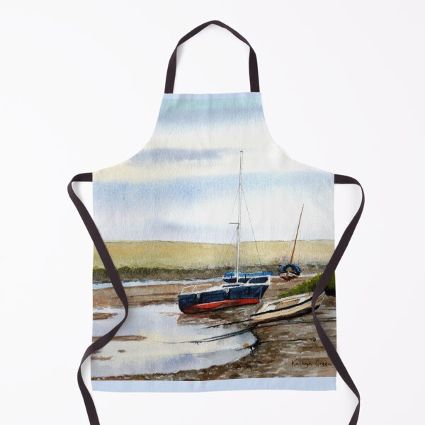 Item preview, Boats at Blakeney, coastal scene in watercolor designed and sold by Kathryn Green.