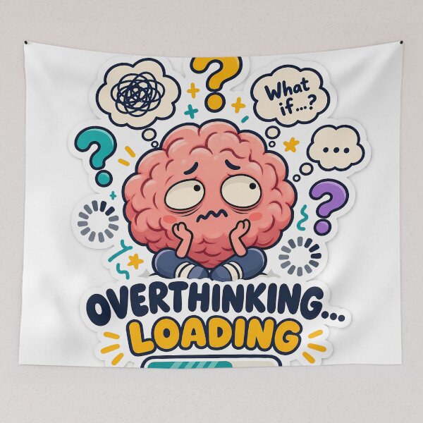 Item preview, Overthinking Loading - Funny Brain Anxiety Art designed and sold by SnapStickerHub.