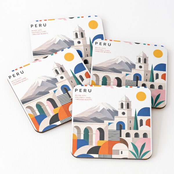 Item preview, Colorful geometric travel poster for Arequipa, Peru featuring designed and sold by ckybe.
