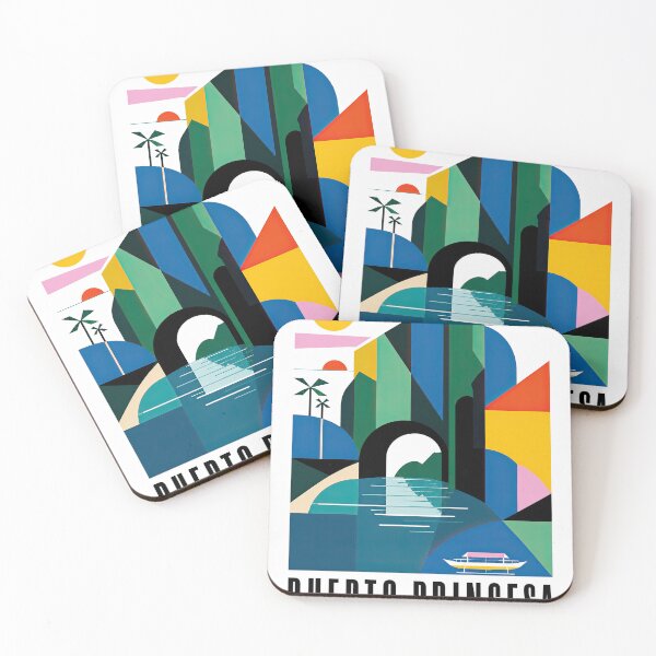 Item preview, Geometric travel poster depicting Puerto Princesa, Philippines w designed and sold by ckybe.