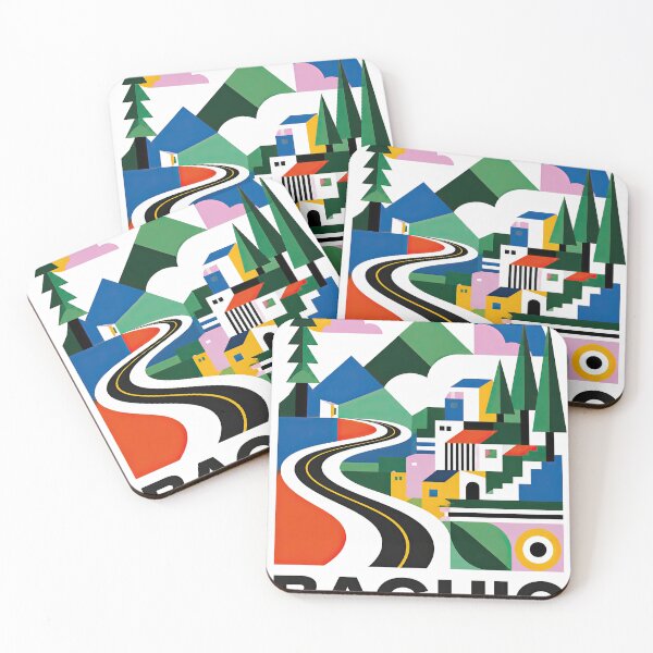 Item preview, Colorful geometric travel poster depicting a winding road, designed and sold by ckybe.