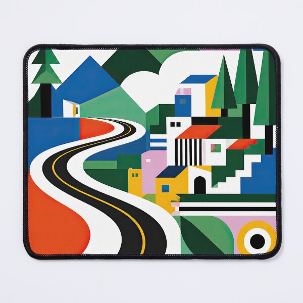 Item preview, Colorful geometric travel poster depicting a winding road, designed and sold by ckybe.
