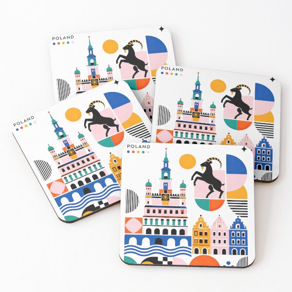 Item preview, Poznan Poland travel poster featuring colorful architectural ill designed and sold by ckybe.