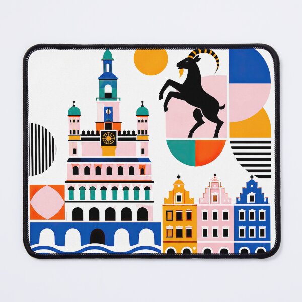 Item preview, Poznan Poland travel poster featuring colorful architectural ill designed and sold by ckybe.