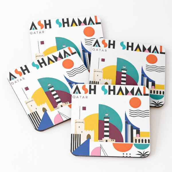 Item preview, Colorful geometric poster featuring the Madinat Ash Shamal designed and sold by ckybe.