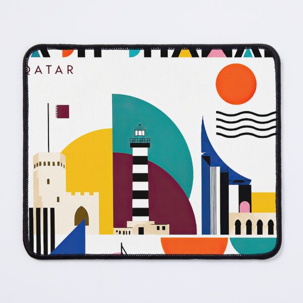 Item preview, Colorful geometric poster featuring the Madinat Ash Shamal designed and sold by ckybe.