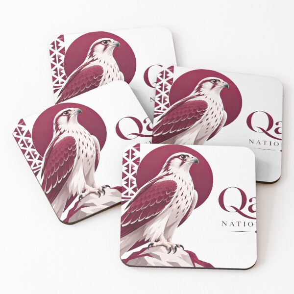 Item preview, Stylized falcon illustration with geometric Qatar National Day designed and sold by ckybe.