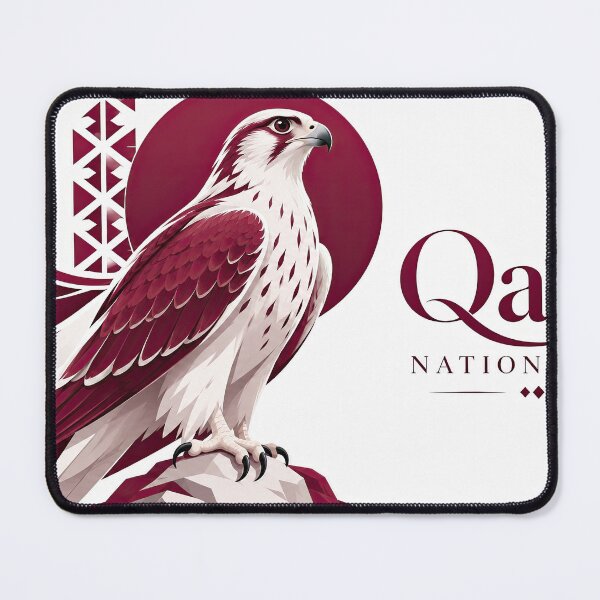 Item preview, Stylized falcon illustration with geometric Qatar National Day designed and sold by ckybe.