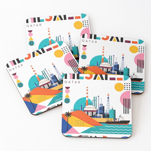 Item preview, Colorful geometric illustration of Qatar featuring the word designed and sold by ckybe.