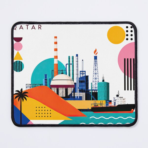 Item preview, Colorful geometric illustration of Qatar featuring the word designed and sold by ckybe.