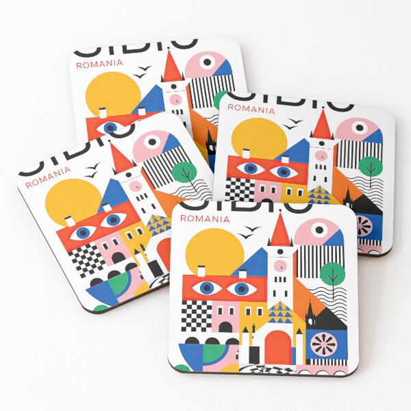 Item preview, Colorful geometric architectural poster for Sibiu, Romania, feat designed and sold by ckybe.