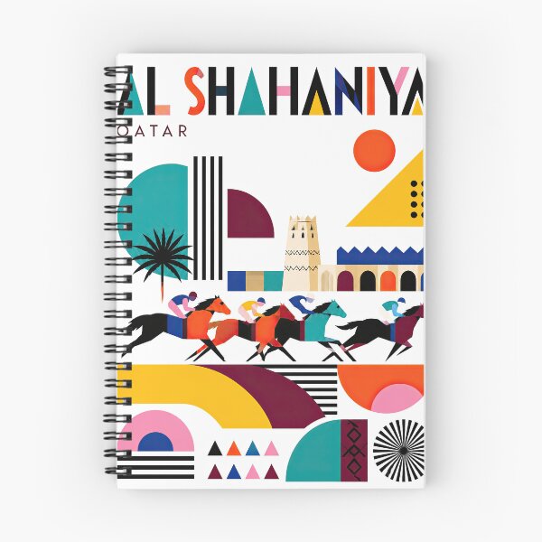 Item preview, Colorful geometric Qatar-inspired poster featuring stylized hors designed and sold by ckybe.
