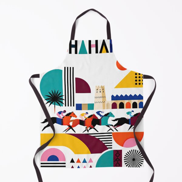 Item preview, Colorful geometric Qatar-inspired poster featuring stylized hors designed and sold by ckybe.