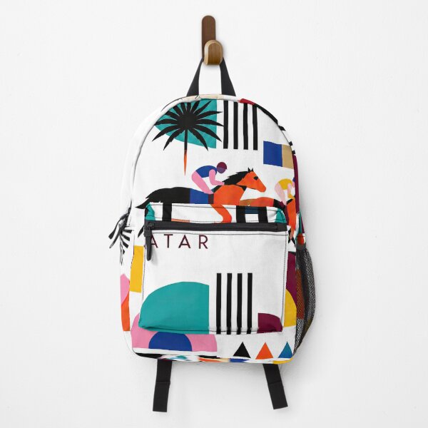 Item preview, Colorful geometric Qatar-inspired poster featuring stylized hors designed and sold by ckybe.
