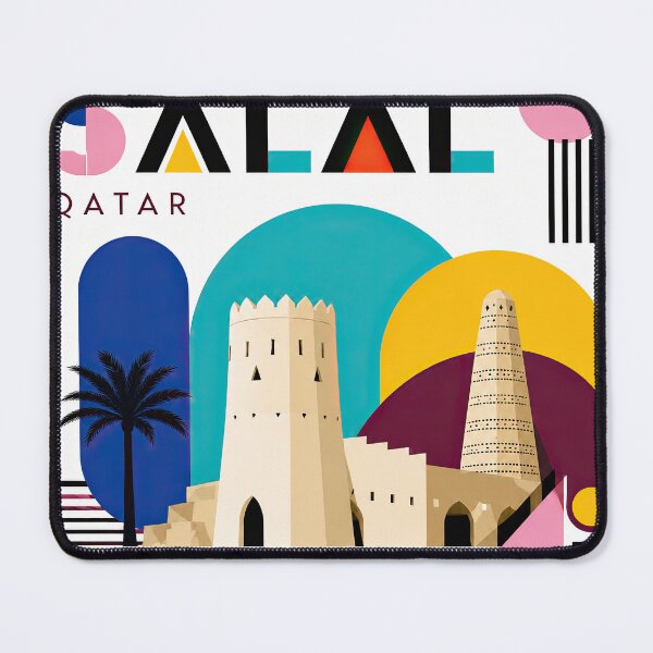 Item preview, Colorful geometric illustration of Qatar featuring stylized arch designed and sold by ckybe.