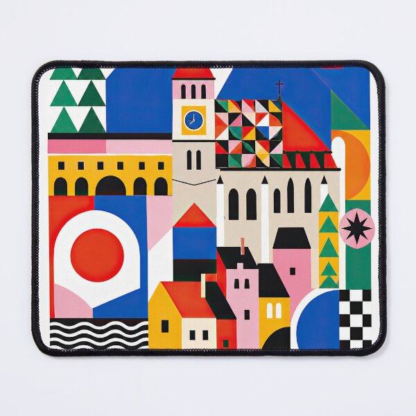 Item preview, Colorful geometric travel poster depicting Bra?ov, Romania, with designed and sold by ckybe.