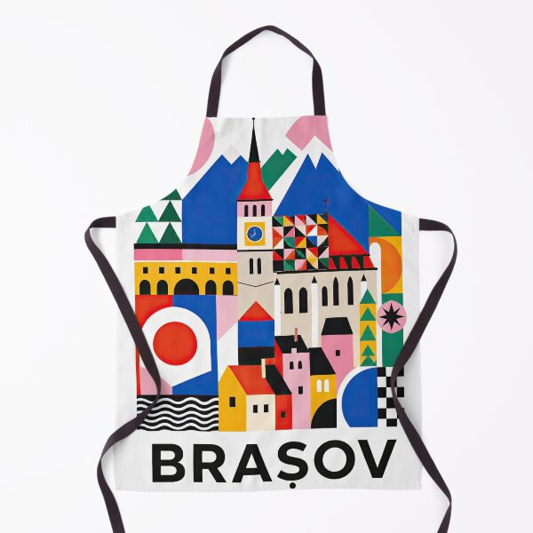 Item preview, Colorful geometric travel poster depicting Bra?ov, Romania, with designed and sold by ckybe.