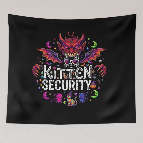 Item preview, Kitten Security - Spooky Kawaii Cat Devil designed and sold by Retro Whiskers.