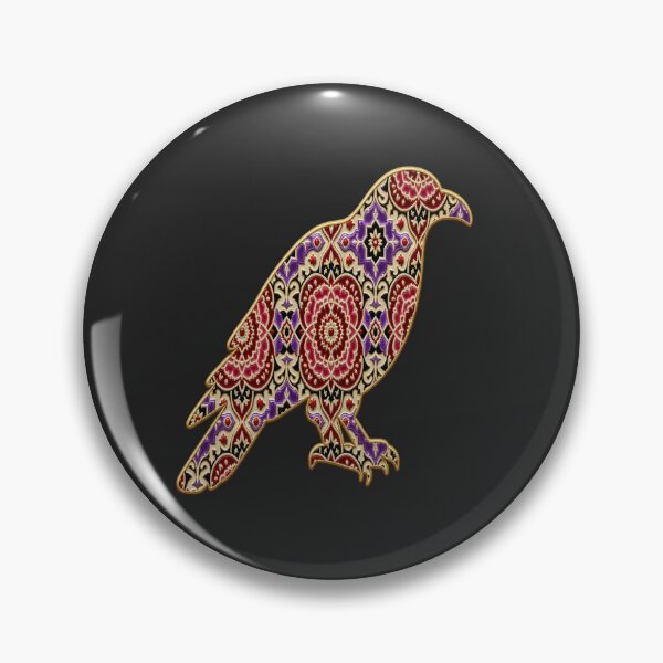 Item preview, 3D Ornate Floral Gothic Raven Emblem & Seamless Pattern designed and sold by Breezes-of-Ida.