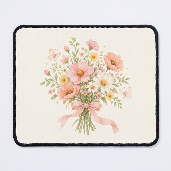Item preview, Pastel Wildflower Bouquet with Butterflies – Cottagecore Watercolor Floral Art designed and sold by looplandger.