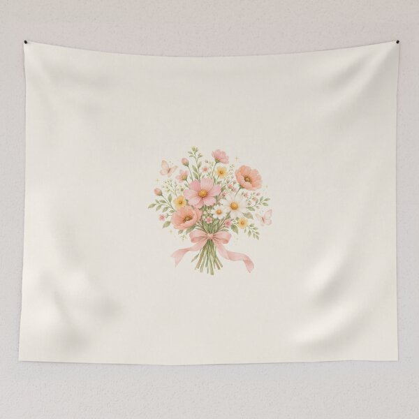 Item preview, Pastel Wildflower Bouquet with Butterflies – Cottagecore Watercolor Floral Art designed and sold by looplandger.