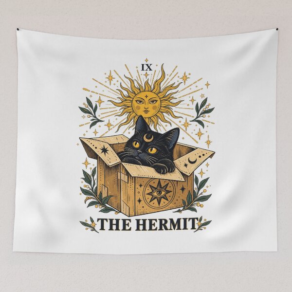 Item preview, The Hermit Tarot Card Funny Black Cat In Box Introvert Graphic designed and sold by JapanAnimeS3.