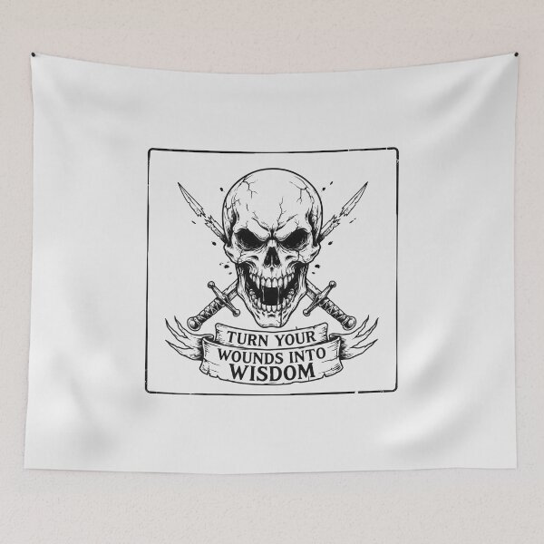 Item preview, Turn Your Wounds Into Wisdom Crossed Daggers Skull designed and sold by Enea Kelo.
