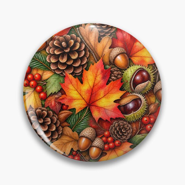 Item preview, Autumn Harvest Wreath with Maple Leaves, Pinecones & Acorns designed and sold by blankTeeShirt.