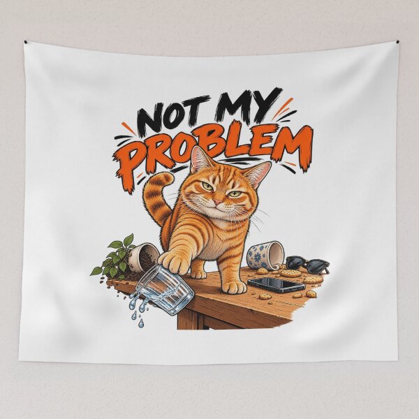 Item preview, Not My Problem Funny Orange Cat – Mischievous Sarcastic Cat T-Shirt designed and sold by UrbanStatic.