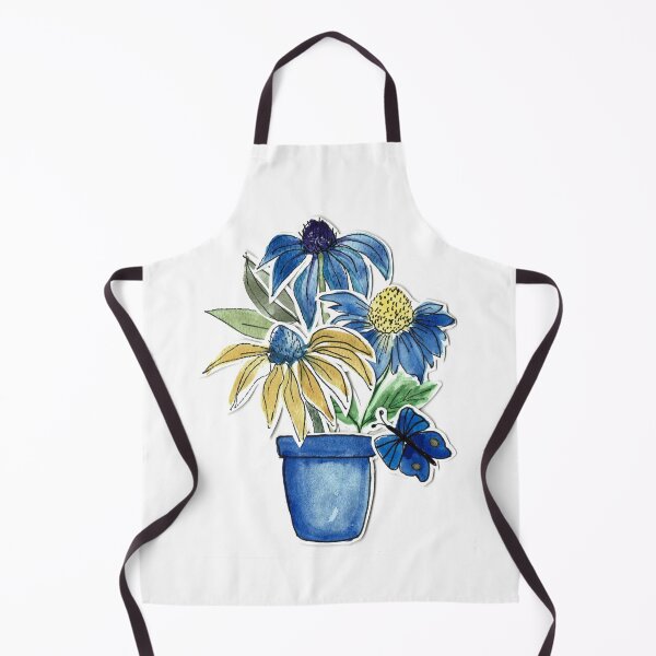 Item preview, Whimsical Blue Wildflowers and Indigo Pot Watercolor Art - Cute Nursery Wall Decor designed and sold by Orly Fuchs Galchen.