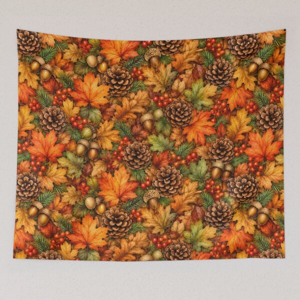 Item preview, Autumn Harvest Leaves, Pinecones & Acorns Pattern designed and sold by blankTeeShirt.