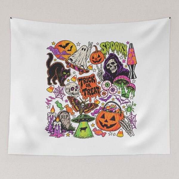 Item preview, Retro Spooky Collage Tee, Trick or Treat Shirt, Vintage Halloween Graphic Tee, Colorful Spooky Season designed and sold by Suzu Comena.
