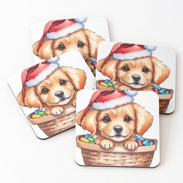 Item preview, Cute puppy with Christmas hat designed and sold by SelenCreative.