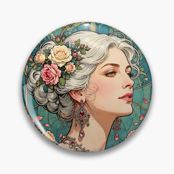 Item preview, Silver White Chignon Roses Art Nouveau Chic Poster designed and sold by BorgSpareParts.