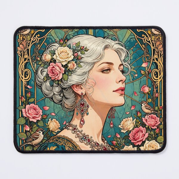 Item preview, Silver White Chignon Roses Art Nouveau Chic Poster designed and sold by BorgSpareParts.