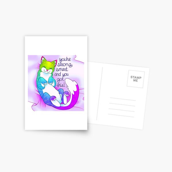 "Du bist stark, schlau und du hast das!" Kuschelige Kitty Postkarte