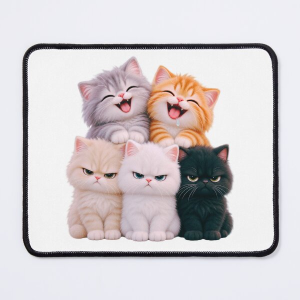Item preview, Two Moods, Five Cats – Funny Kawaii Kitten Squad designed and sold by Dhaagewala.