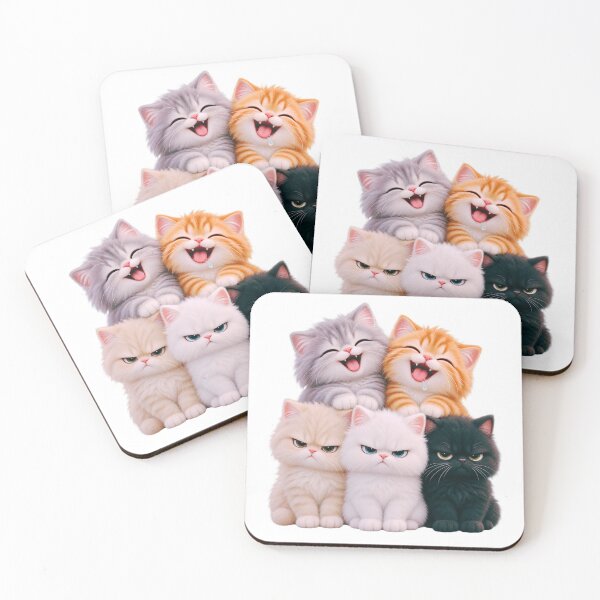 Item preview, Two Moods, Five Cats – Funny Kawaii Kitten Squad designed and sold by Dhaagewala.