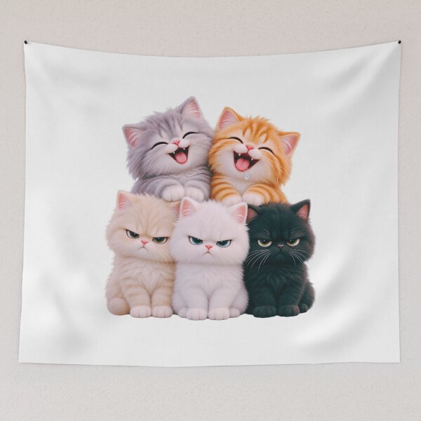 Item preview, Two Moods, Five Cats – Funny Kawaii Kitten Squad designed and sold by Dhaagewala.