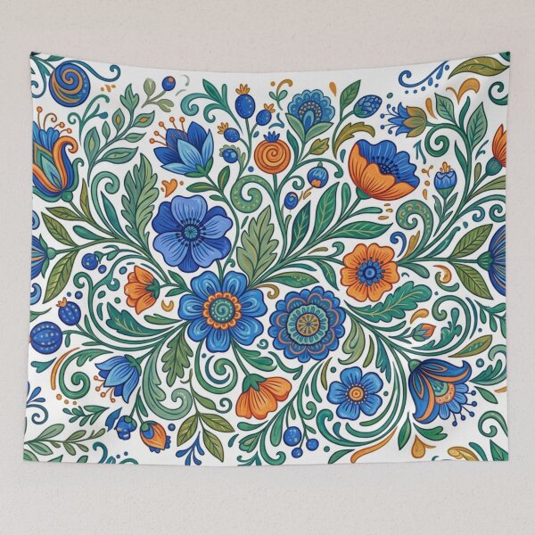 Item preview, Swirling blossoms in blue, orange, and green designed and sold by Sigtrix.