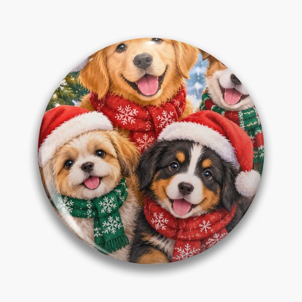 Item preview, Cute Christmas Dogs Wearing Santa Hats & Festive Scarves – Christmas Puppy Holiday Illustration designed and sold by lavanya11.