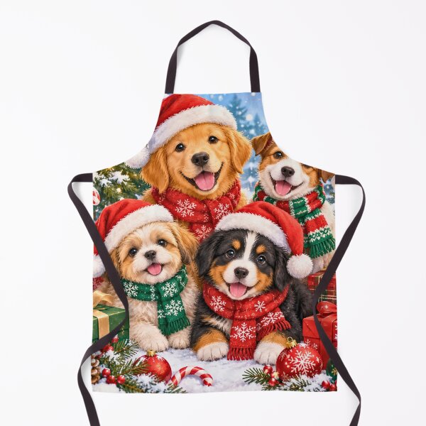 Item preview, Cute Christmas Dogs Wearing Santa Hats & Festive Scarves – Christmas Puppy Holiday Illustration designed and sold by lavanya11.