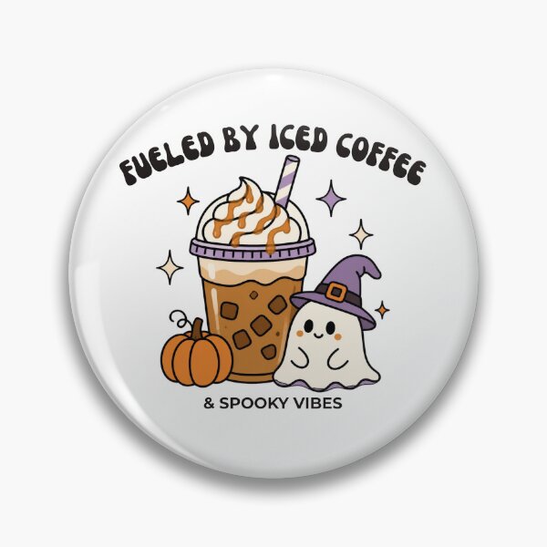 Item preview, Fueled By Iced Coffee And Spooky Vibes Cute Ghost Halloween Sticker designed and sold by wildsilencee.