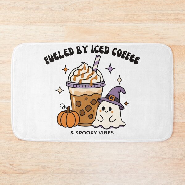 Item preview, Fueled By Iced Coffee And Spooky Vibes Cute Ghost Halloween Sticker designed and sold by wildsilencee.